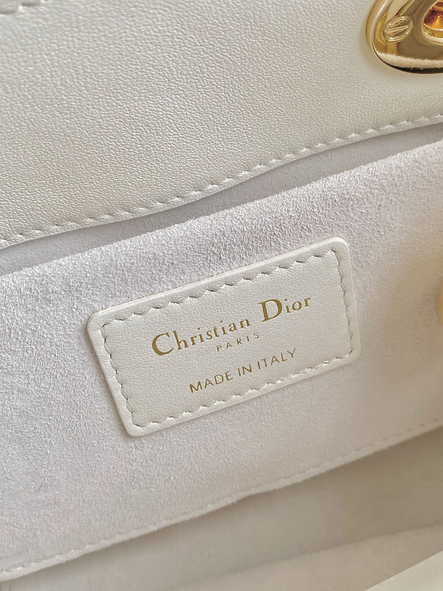 MINI LADY 19 EN CUIR D'AGNEAU BLANC