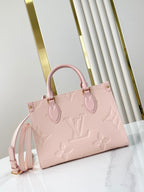 ONTHEGO PM 25 EN CUIR EMPREINTE MONOGRAMME ROSE OPALE