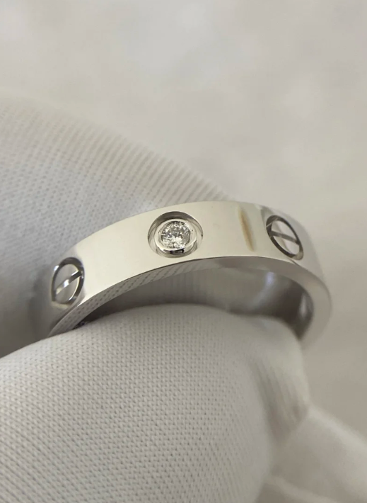 Bague d'amour [Shinejoy] 4 mm, 1 diamant, argent