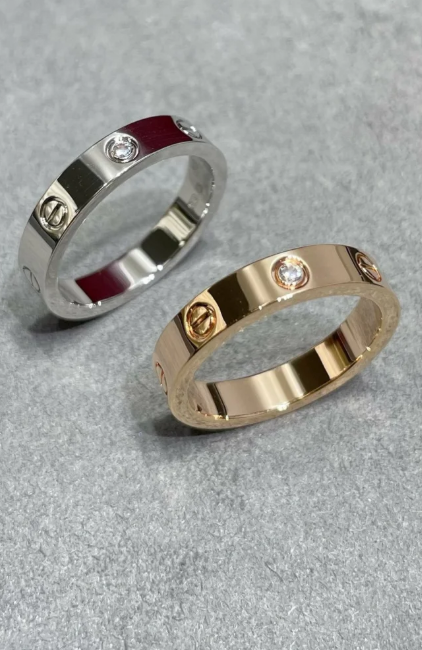 Bague d'amour [Shinejoy] 4 mm, 1 diamant, argent