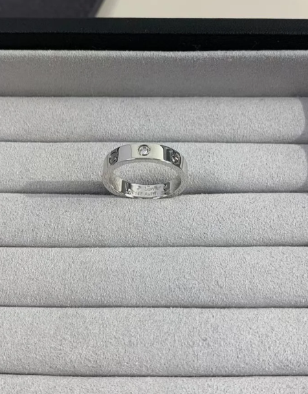 Bague d'amour [Shinejoy] 4 mm, 1 diamant, argent