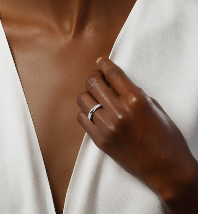 Bague [Shinejoy] ALLIANCE LIENS VIDENCE pavée de diamants 4 mm