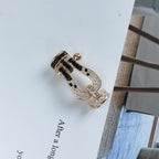 [Shinejoy] FORCE GRAND FER À CHEVAL NOIR ET BLANC DIAMANTS OR ROSE