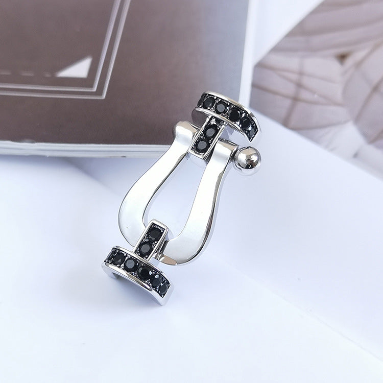 [Shinejoy] FORCE GRAND FER À CHEVAL DIAMANT NOIR ARGENT