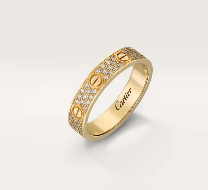 Bague [Shinejoy] LOVE RING, bague entièrement sertie de diamants, en or, 4 mm de large