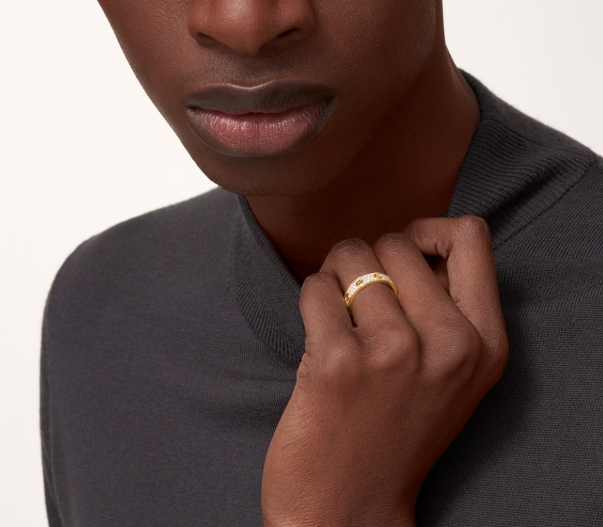 Bague [Shinejoy] LOVE RING, bague entièrement sertie de diamants, en or, 4 mm de large