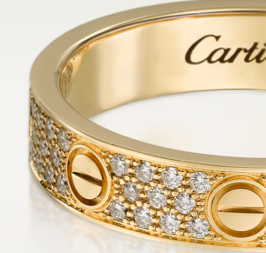 Bague [Shinejoy] LOVE RING, bague entièrement sertie de diamants, en or, 4 mm de large