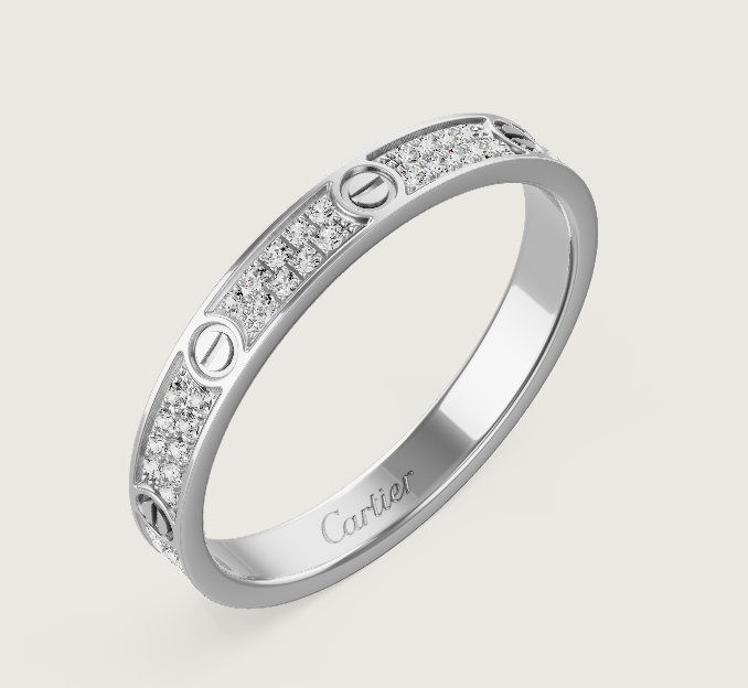 Bague [Shinejoy] LOVE RING, bague entièrement sertie de diamants, 2,6 mm de large, en argent