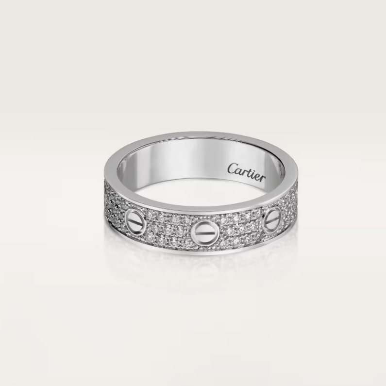 Bague [Shinejoy] LOVE RING en argent sertie de diamants, 4 mm de large