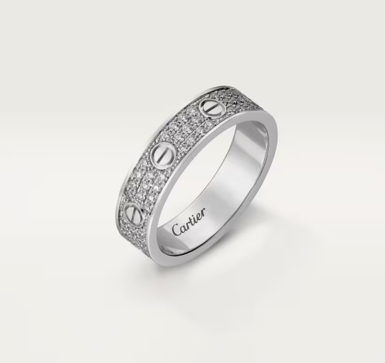 Bague [Shinejoy] LOVE RING en argent sertie de diamants, 4 mm de large