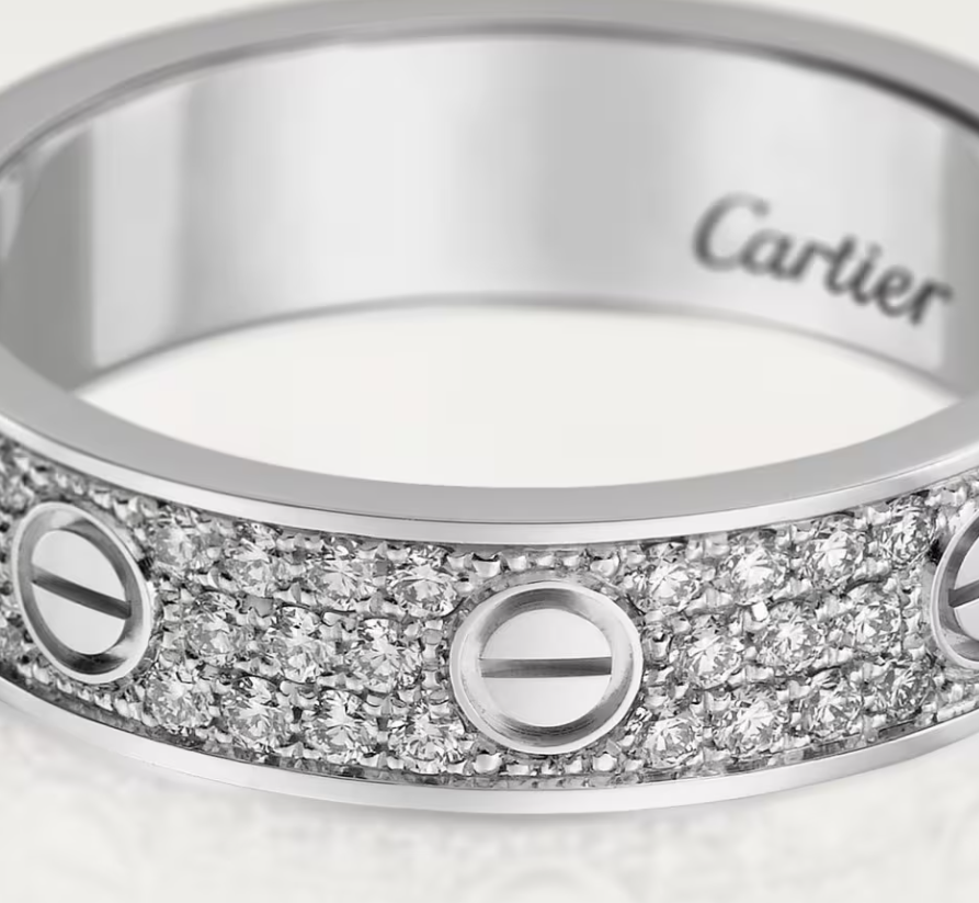 Bague [Shinejoy] LOVE RING en argent sertie de diamants, 4 mm de large