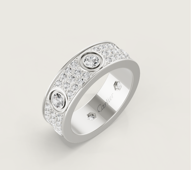 Bague [Shinejoy] LOVE 6,5 mm sertie de 6 diamants principaux et sertie de 6 diamants majeurs sur argent.