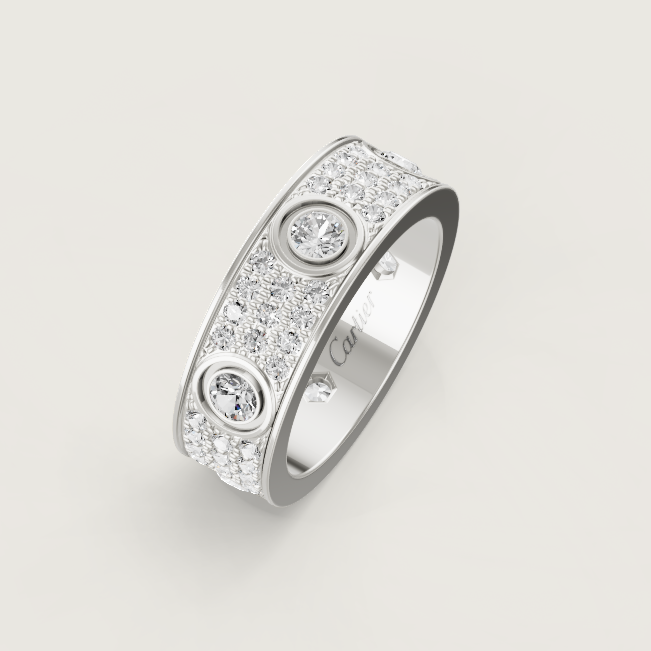 Bague [Shinejoy] LOVE 6,5 mm sertie de 6 diamants principaux et sertie de 6 diamants majeurs sur argent.