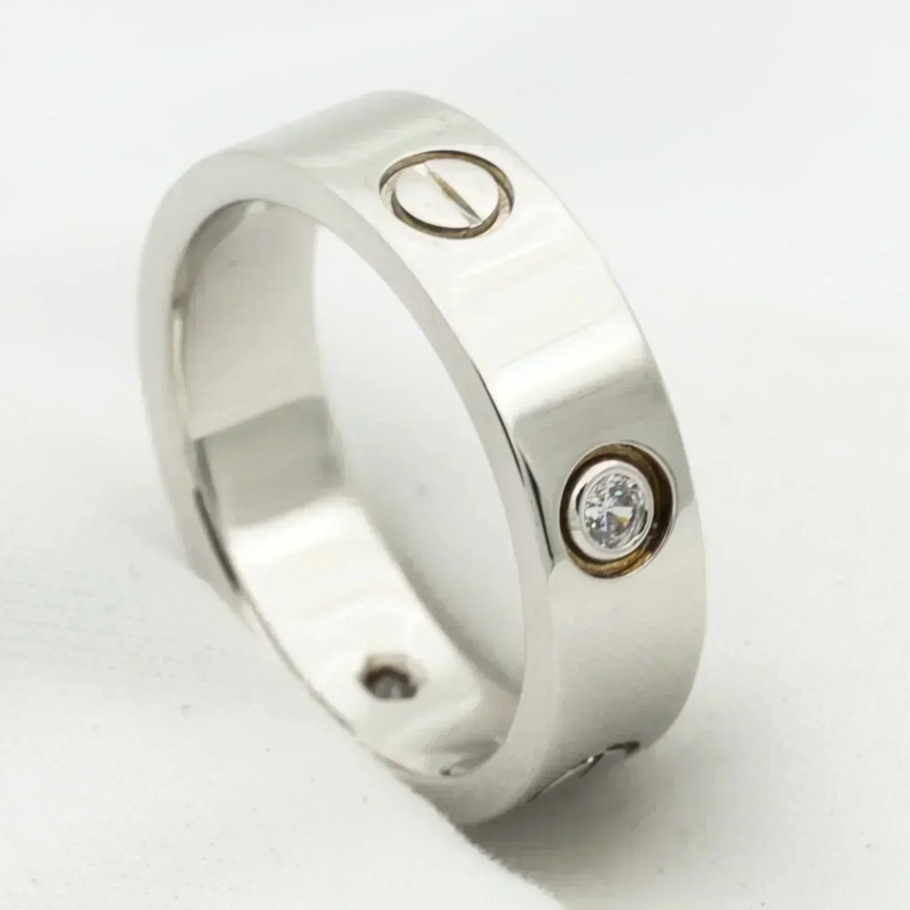 Bague [Shinejoy] LOVE 5,5 mm, 3 diamants, argent