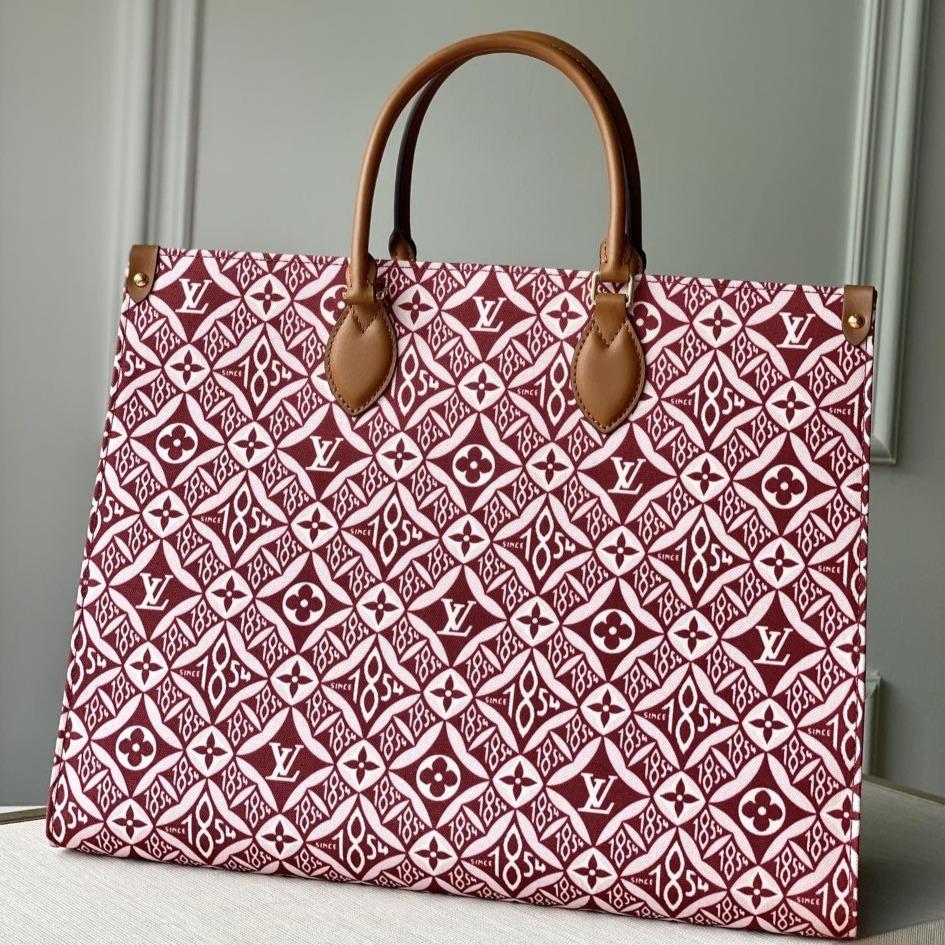 LV DEPUIS 1854 ONTHEGO GM TEXTILE ROUGE BORDEAUX