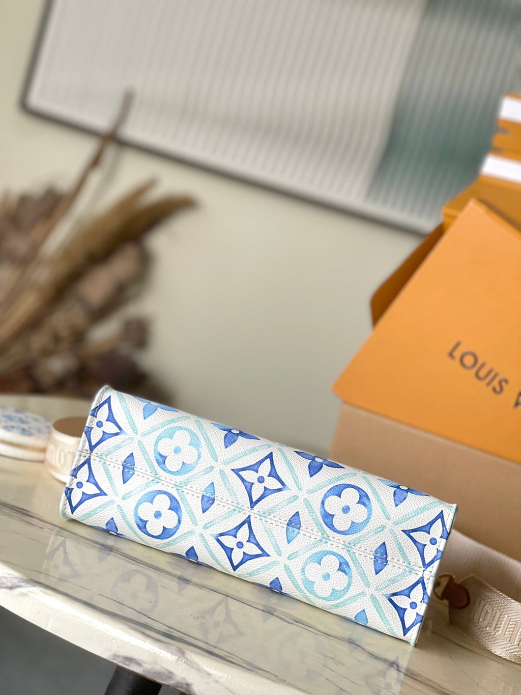 TOILE ONTHEGO EST OUEST 25 EN BLEU LAGON MONOGRAMME