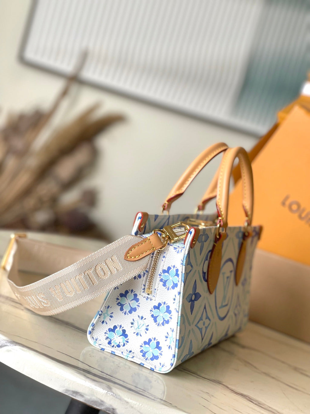 TOILE ONTHEGO EST OUEST 25 EN BLEU LAGON MONOGRAMME