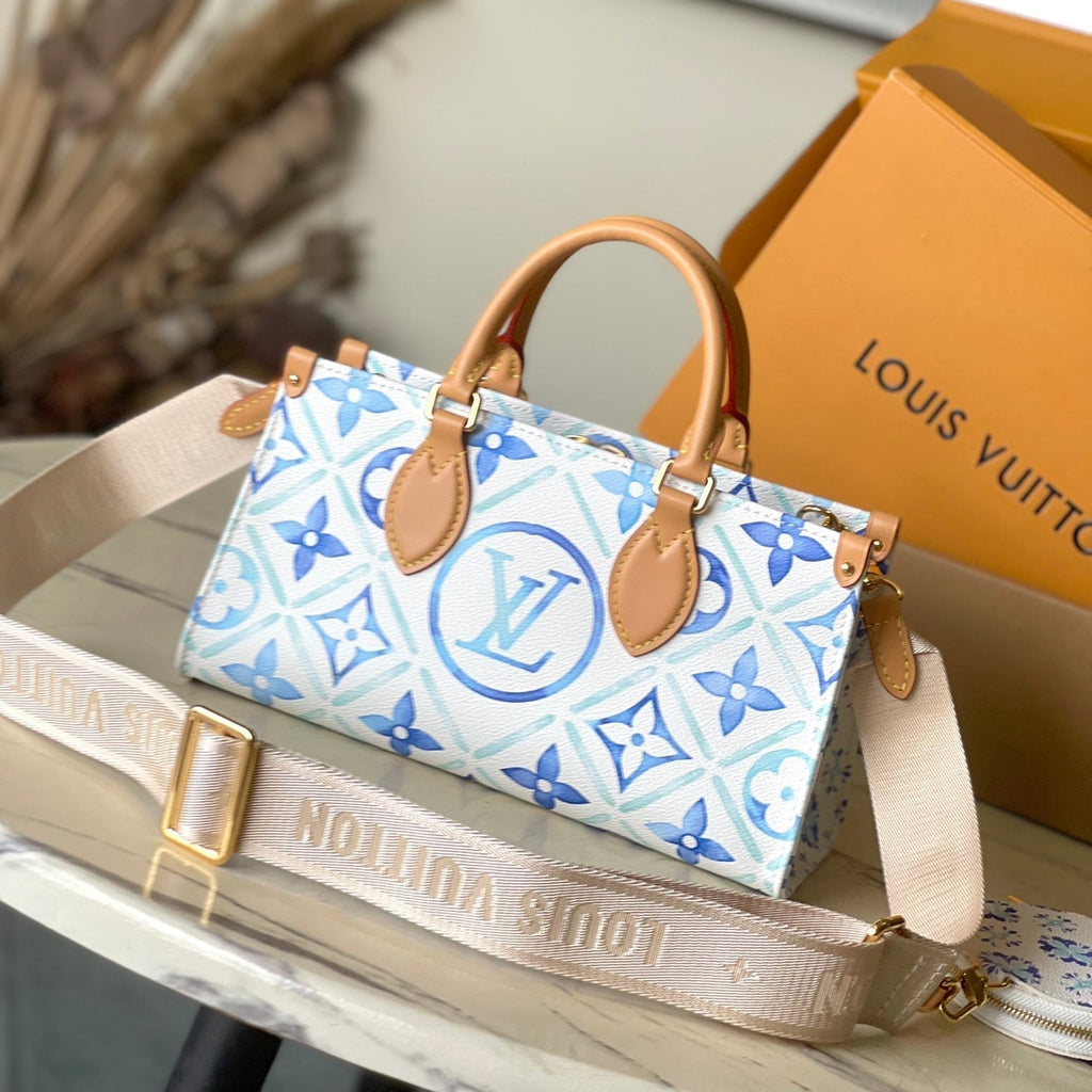 TOILE ONTHEGO EST OUEST 25 EN BLEU LAGON MONOGRAMME