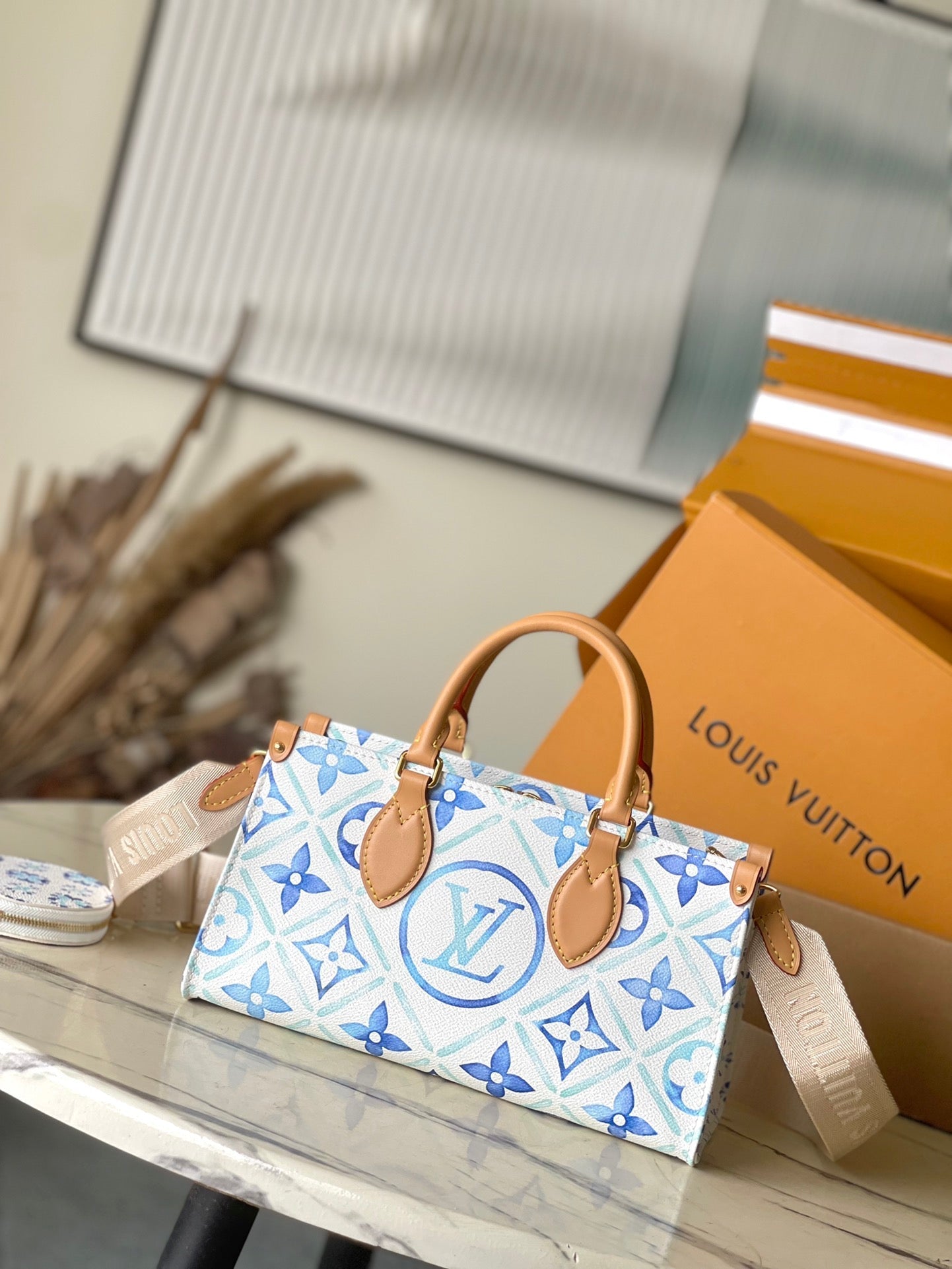 TOILE ONTHEGO EST OUEST 25 EN BLEU LAGON MONOGRAMME